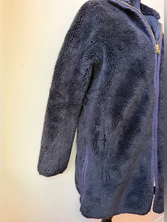 J.Crew Black Sherpa Coat XXS Cozy Luxury Plush Minimal Chic Winter Jacket Great - Picture 6 of 7